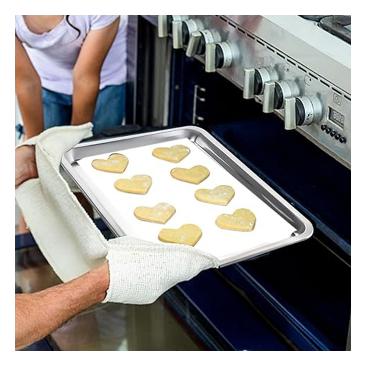 BANDEJA RECTANGULAR DE ACERO PARA COCINA HOGAR Y SERVICIO PLATEADO 60X40X2CM - 3