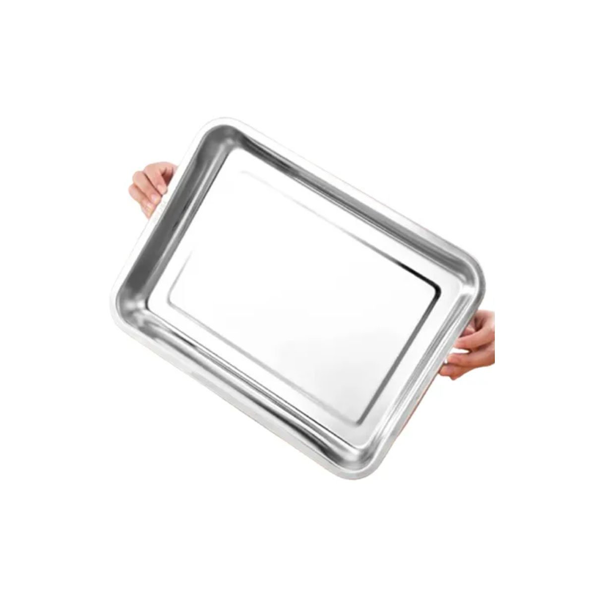 PACK2 BANDEJA DE ACERO BRILLANTE RECTANGULAR PARA SERVIR APERITIVOS EN CASA YREGALO STICKER - 2