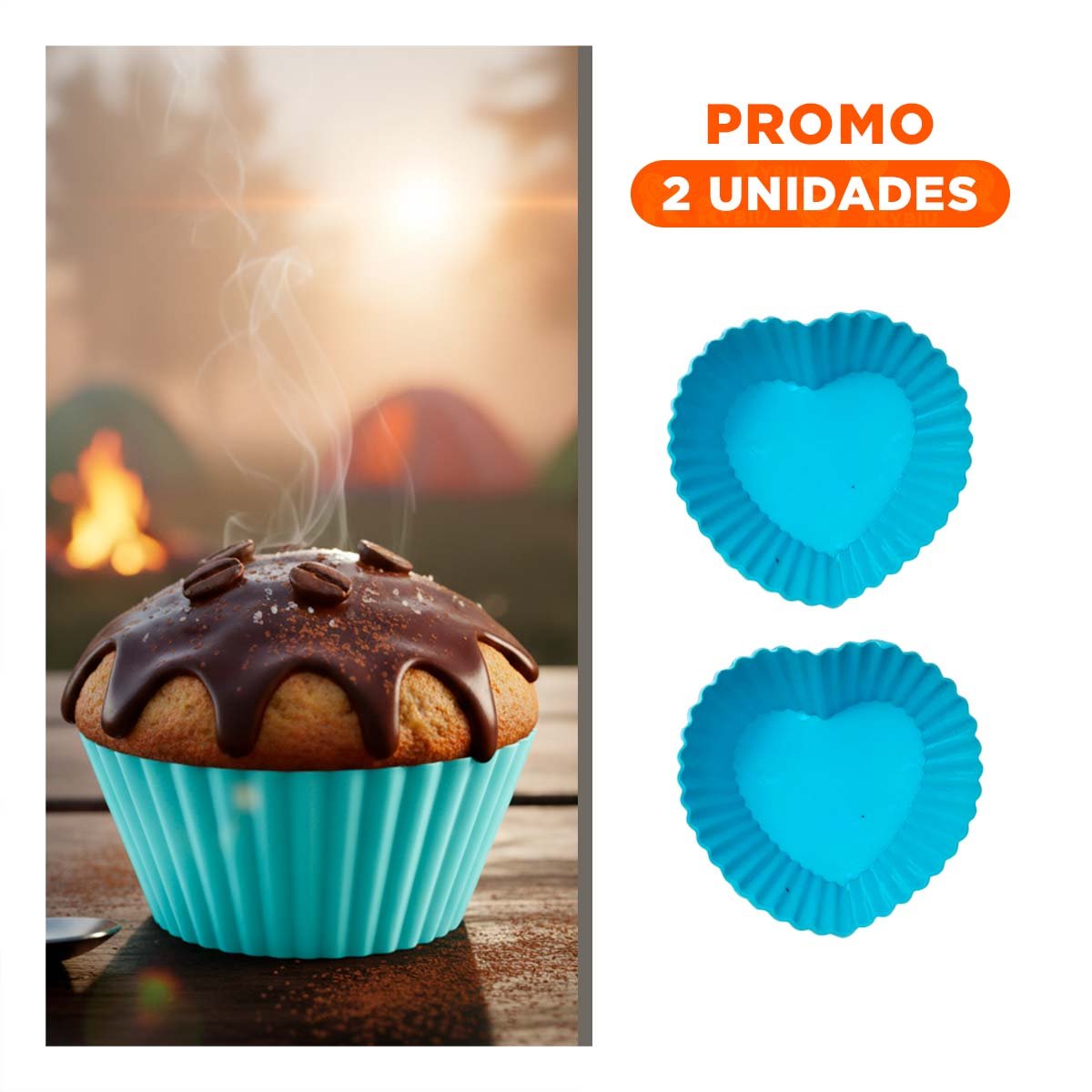PACK2 FORMA SILICONA CORAZON 7X32CM CELESTE PARA DECORACION DE PASTELES YREGALO STICKER - 1