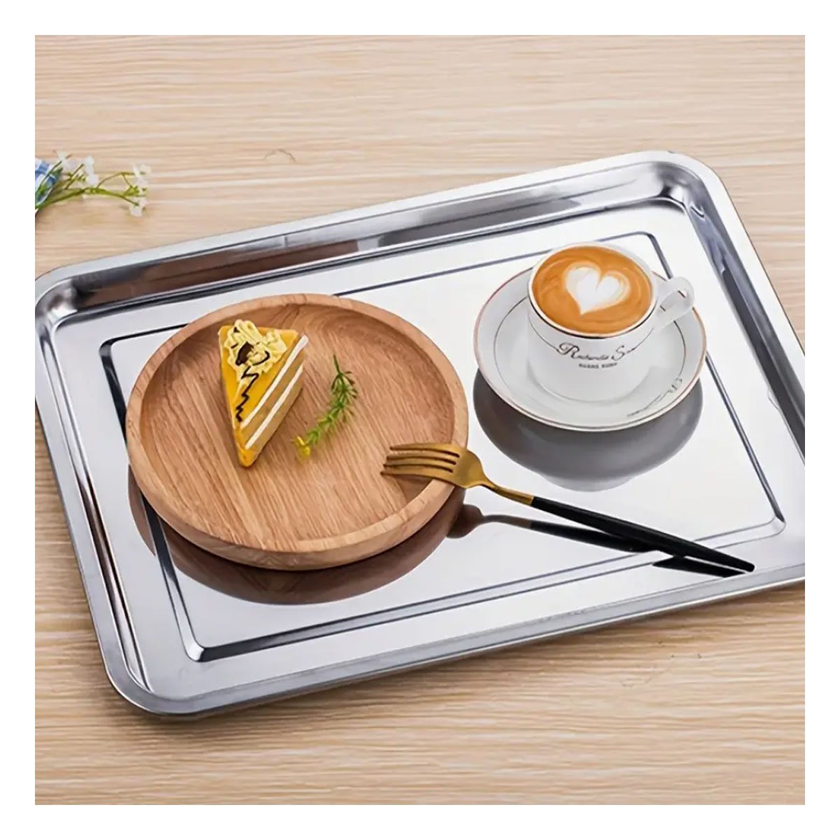 PACK12 PLATO DE ACERO INOXIDABLE RECTANGULAR PARA SERVIR Y ORGANIZAR EN CASA YPAPEL REGALO - 2