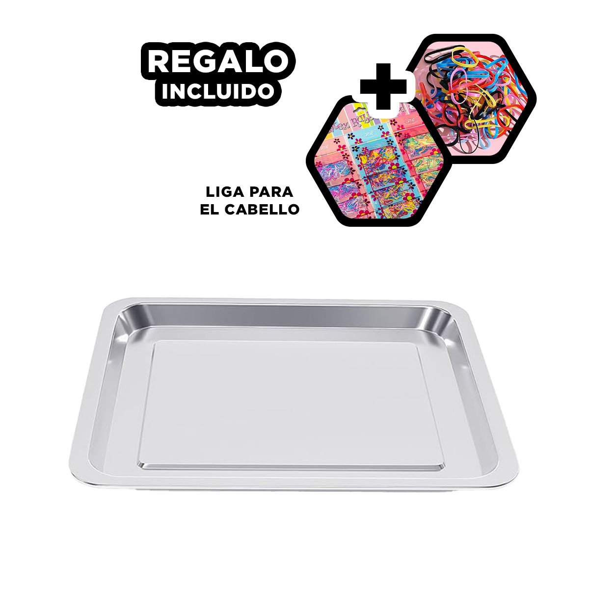 CHAROLA RECTANGULAR DE ACERO PARA COCINA HOGAR Y SERVICIO PLATEADO 60X40X2CM YLIGAS REGALO - 2
