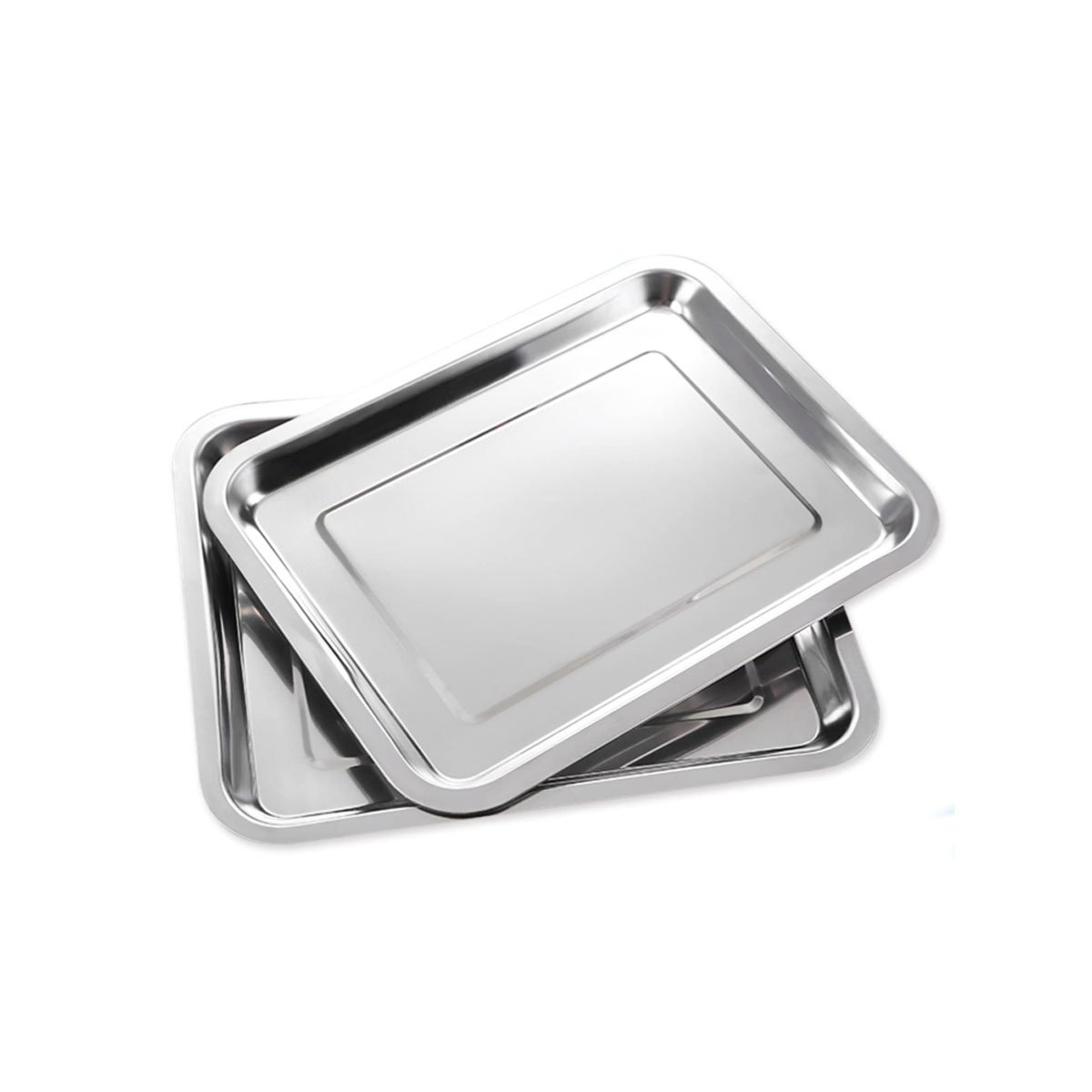 PLATO RECTANGULAR DE ACERO PLATEADO PARA SERVIR ALIMENTOS EN HOGAR Y COCINA YREGALO STICKER - 1