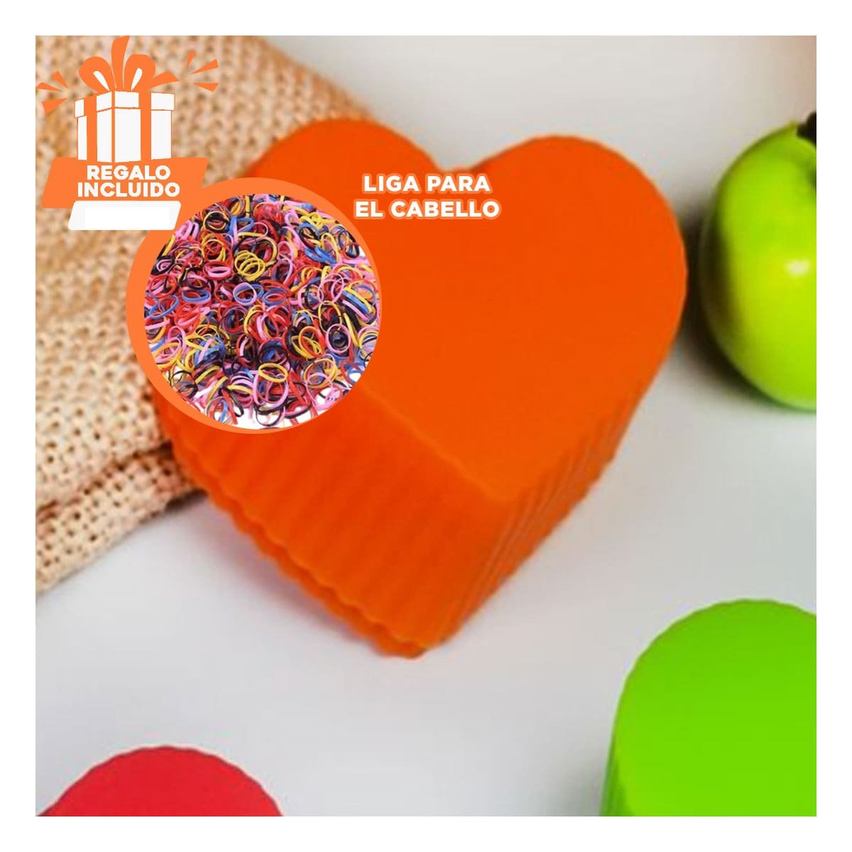 FORMA DE SILICONA CORAZON NARANJA 7X3,2CM PARA PREPARAR BOMBONES Y GELATINAS YLIGAS REGALO - 2