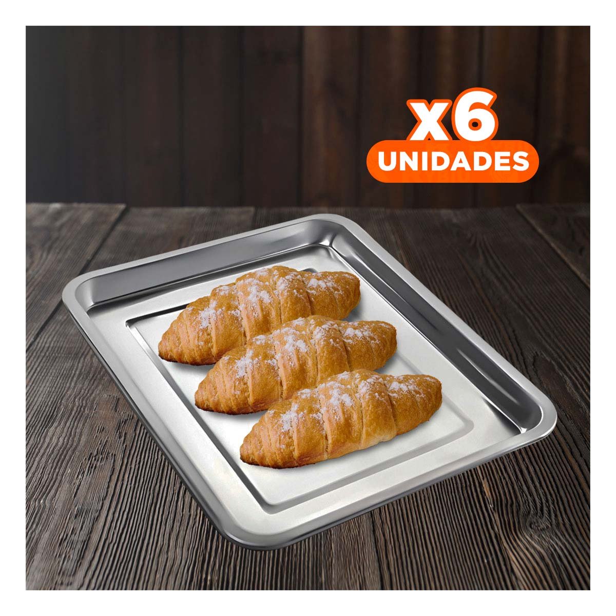 PACK6 CHAROLA COMPACTA DE ACERO PARA COCINA HOGAR Y USO DIARIO PLATEADA - 1