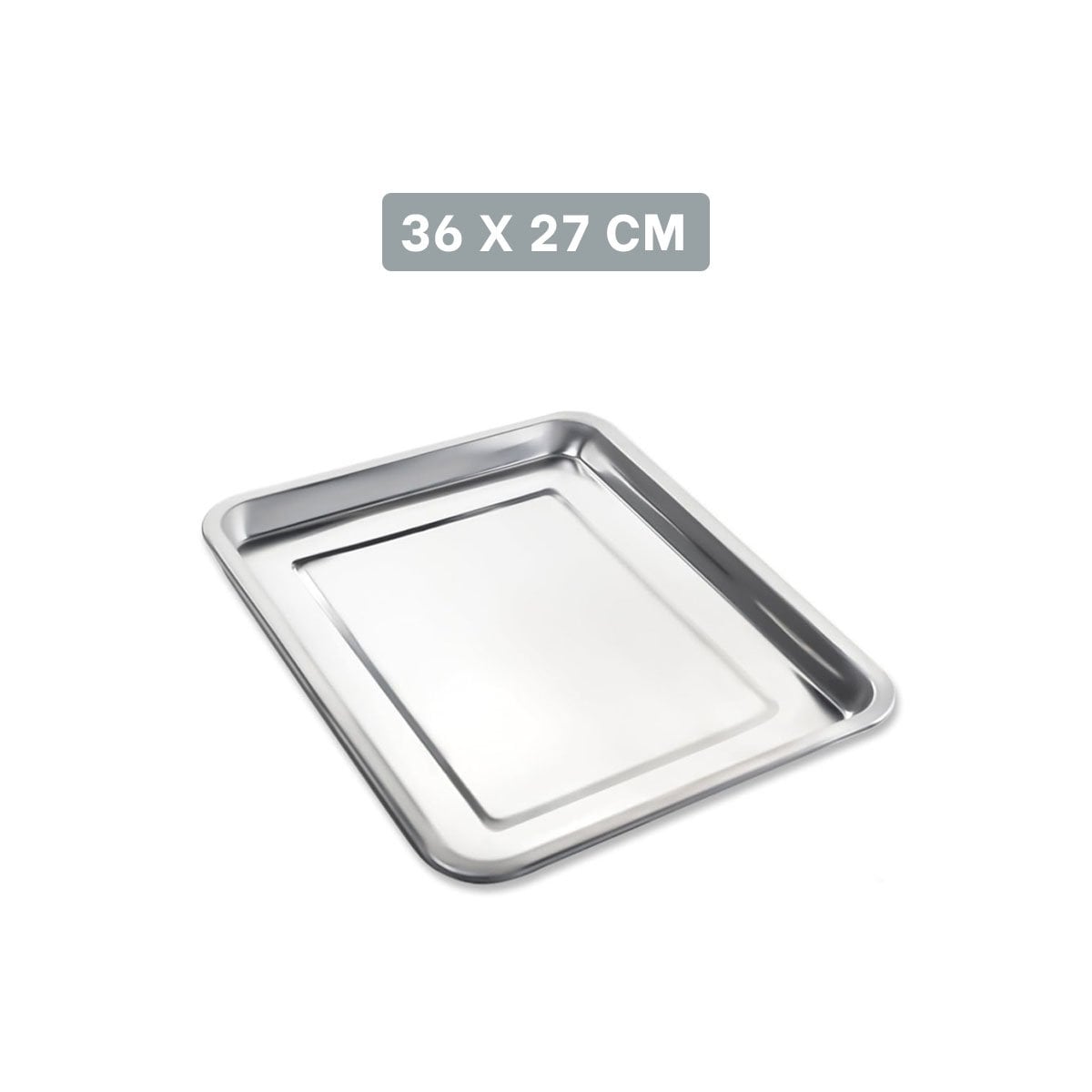 PACK4 CHAROLA DE ACERO INOXIDABLE RECTANGULAR PARA SERVIR Y ORGANIZAR EN CASA YREGALO STICKER - 4