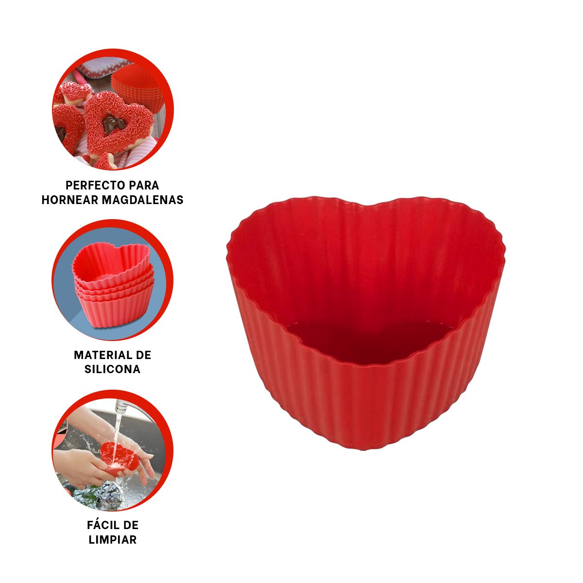 MOLDE CORAZON DE SILICONA ROJO PARA PASTELES Y DULCES CASEROS YPOST IT - 5