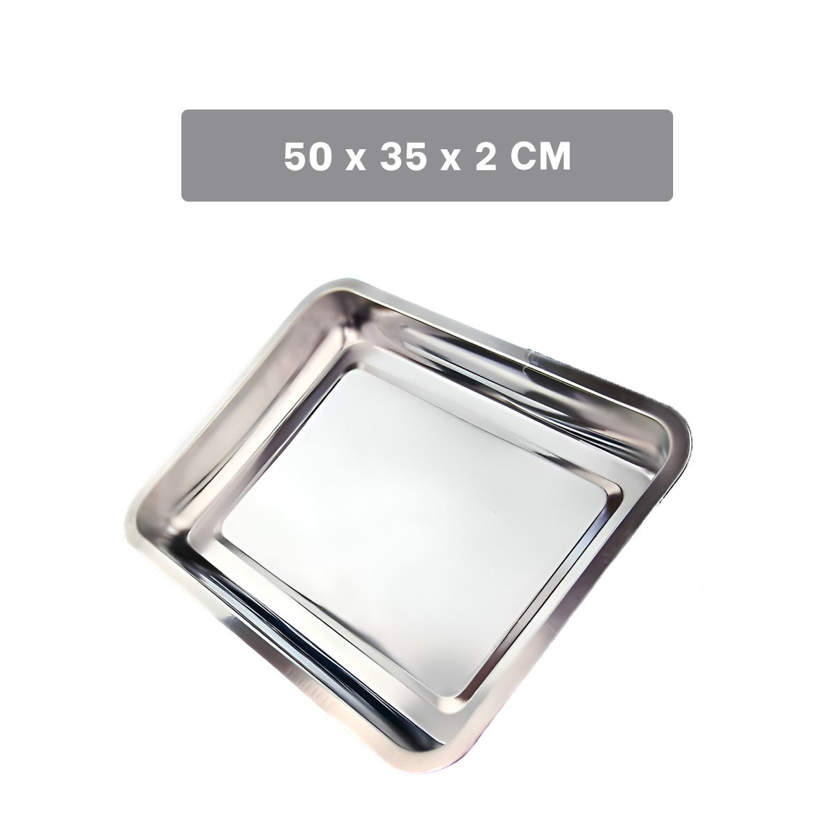 PACK4 CHAROLA RECTANGULAR DE ACERO PARA SERVIR Y DECORAR PLATEADO 50X35X2CM YREGALO STICKER - 4
