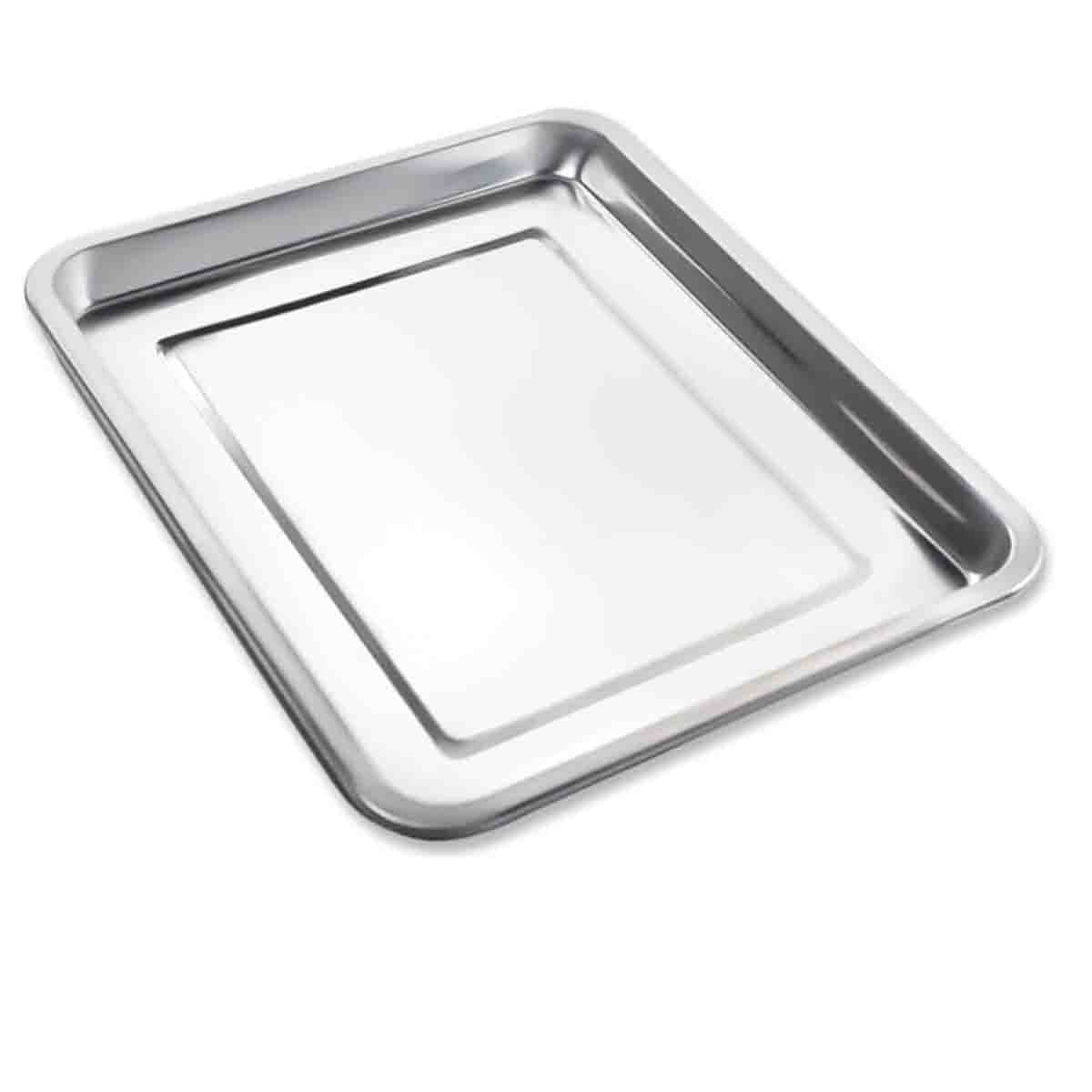 BASE RECTANGULAR DE ACERO PLATEADO PARA PRESENTAR PLATOS EN HOGAR Y FIESTAS YLIGAS REGALO - 5