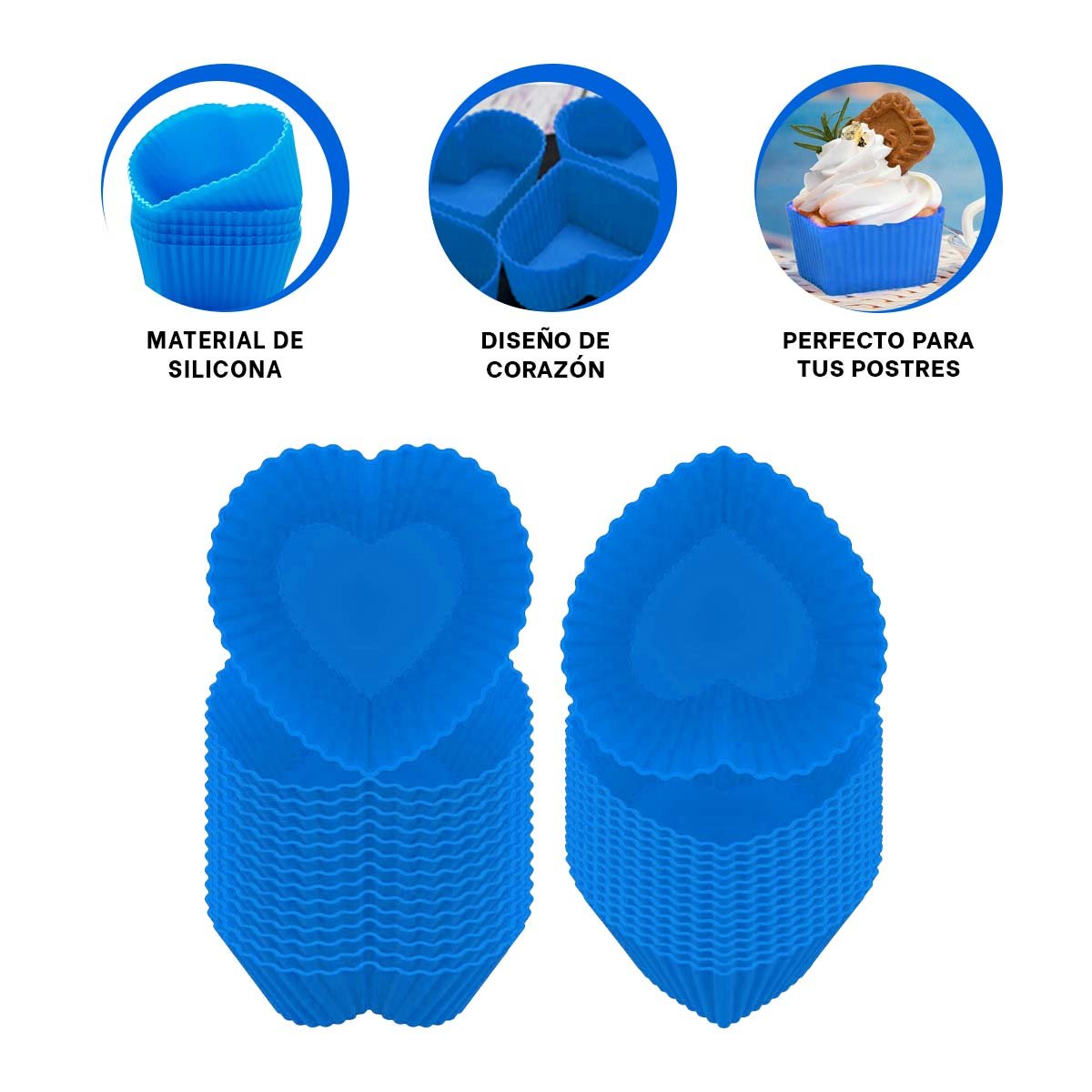 BASE DE SILICONA CORAZON 7X32CM AZUL PARA GELATINA Y POSTRES FACILES EN CASA YPOST IT - 5