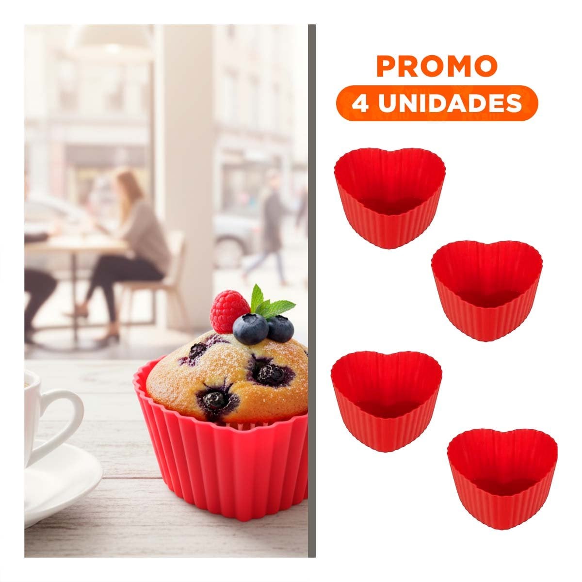 PACK4 FIGURA CORAZON DE SILICONA RESISTENTE PARA POSTRES Y DULCES CASEROS - 1