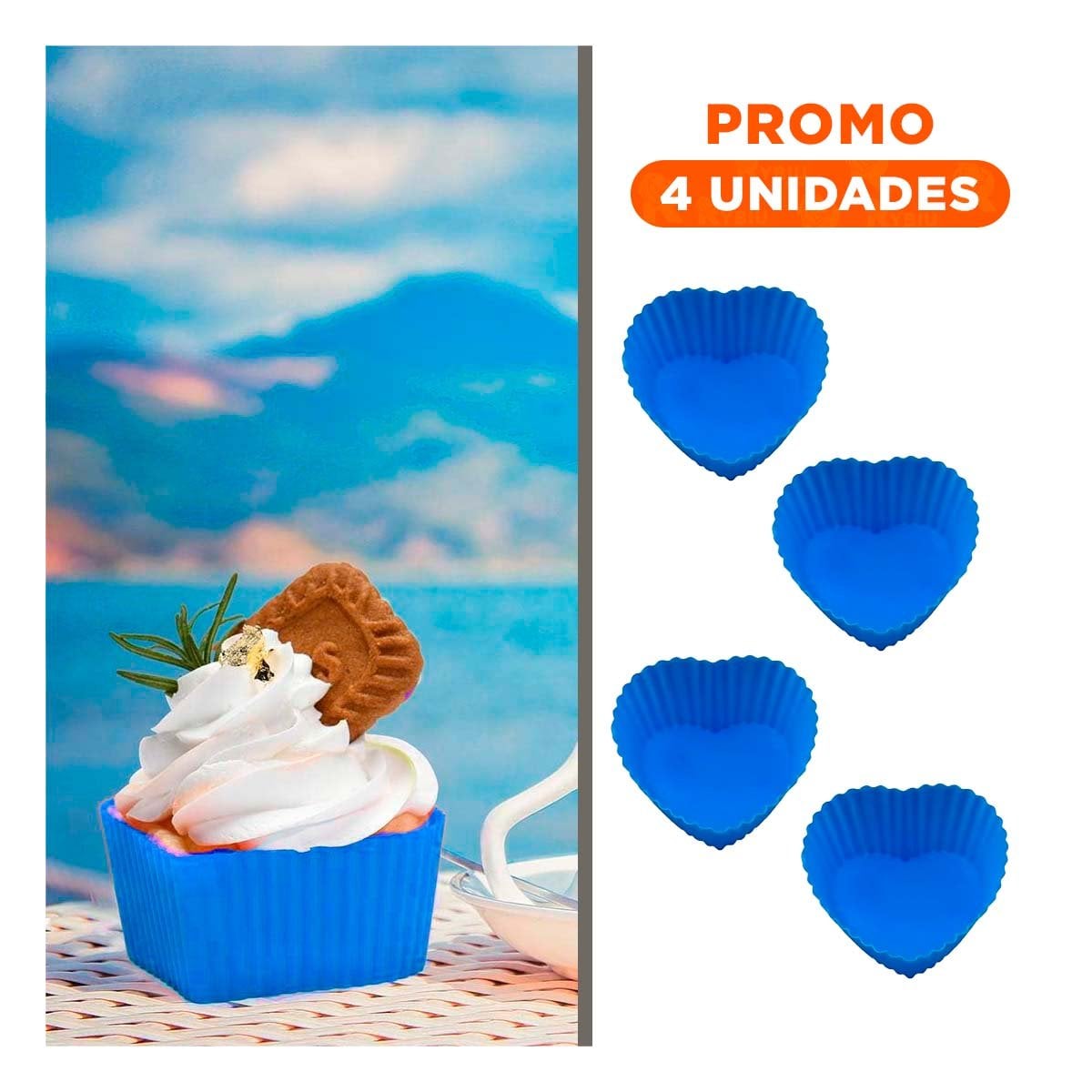 PACK4 CUBETA PARA GELATINA CORAZON 7X32CM AZUL POSTRES CASEROS Y HOGAR - 1