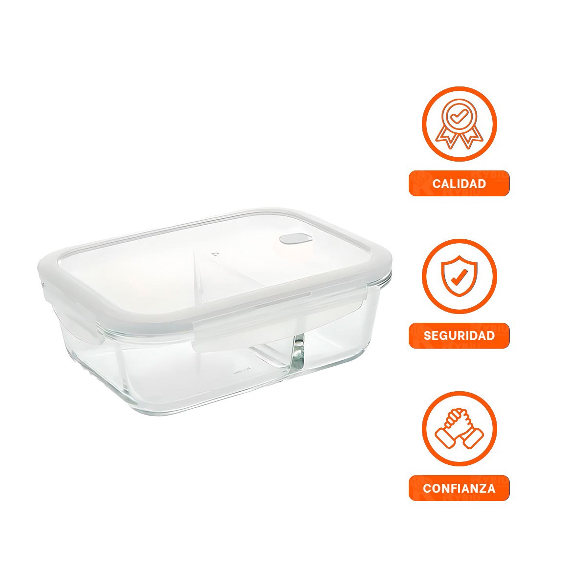 CAJA VIDRIO 2 DIVISIONES 1040ML TRANSPARENTE LINEA BLANCA ORGANIZA YPOST IT - 5