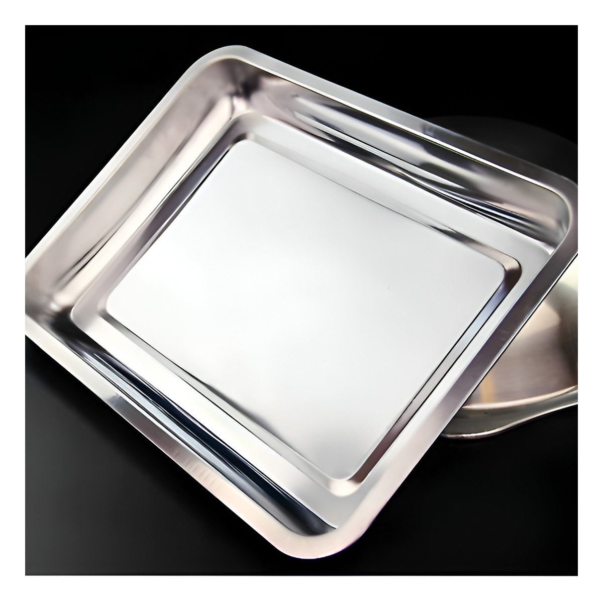 PACK2 PLATO GRANDE DE ACERO RECTANGULAR PARA SERVICIO PLATEADO 50X35X2CM YPAPEL REGALO - 2