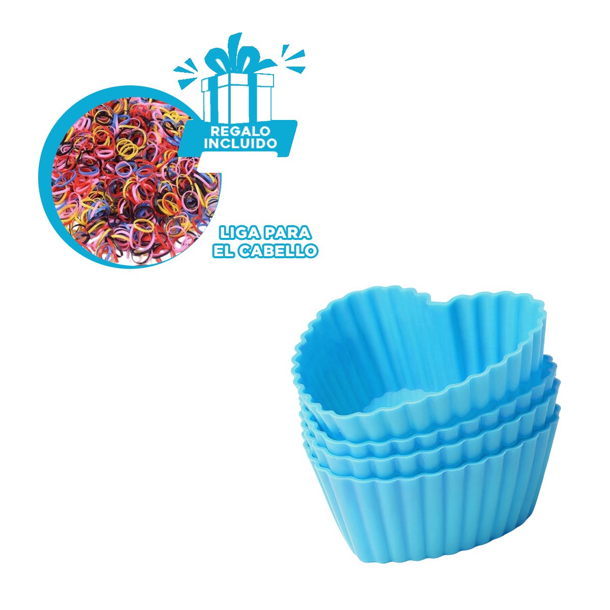 RECIPIENTE DE SILICONA CORAZON 7X32CM CELESTE PARA COCINA Y MANUALIDADES YLIGAS REGALO - 2