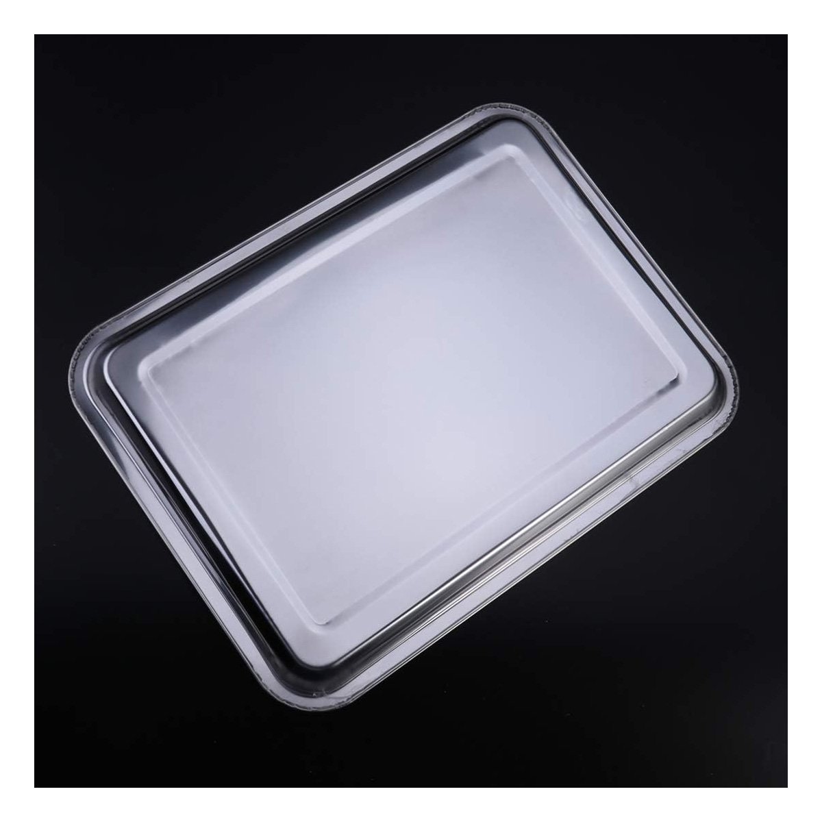 PACK2 PLATO RECTANGULAR DE ACERO PARA SERVIR Y DECORAR HOGAR PLATEADO 50X35X2CM - 5