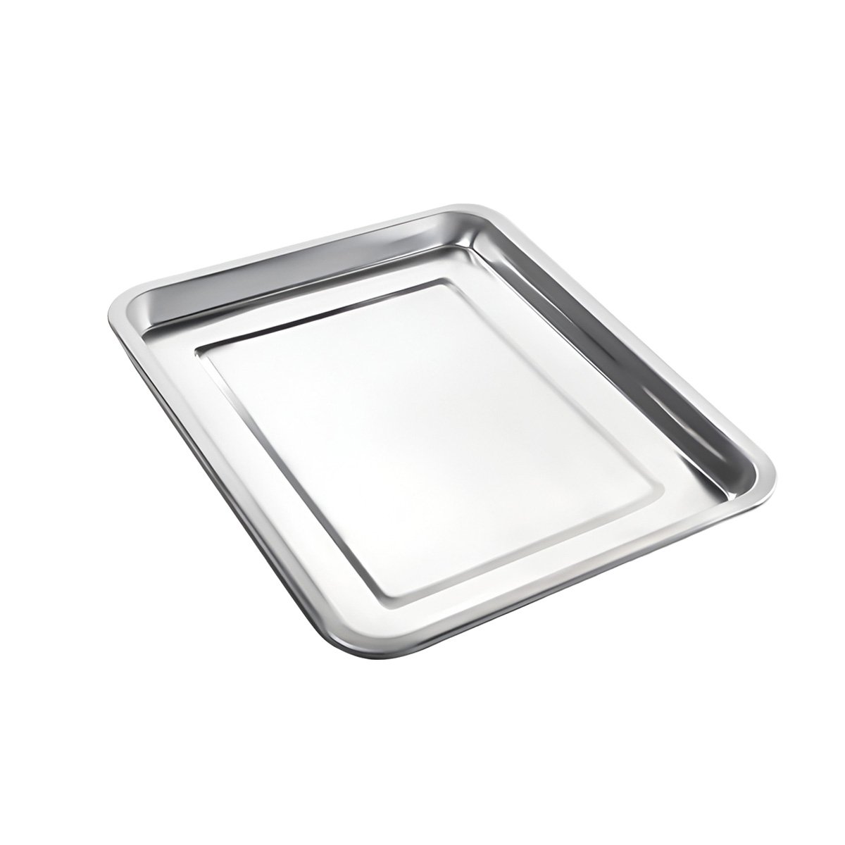 PACK2 PLATO MULTIUSO RECTANGULAR EN ACERO PARA MESA Y HOGAR PLATEADO 50X35X2CM YREGALO STICKER - 2