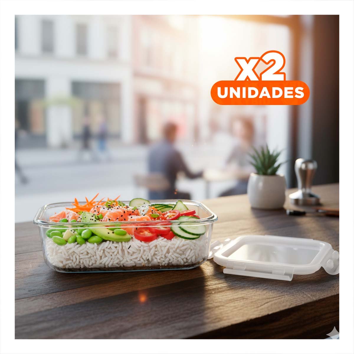 PACK2 FRASCO DE VIDRIO CON TAPA 1040ML TRANSPARENTE PARA ALIMENTOS Y COCINA YPAPEL REGALO - 1