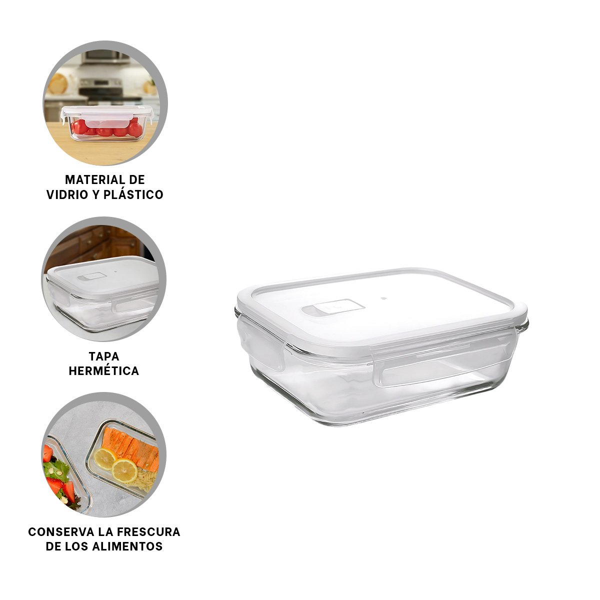 CAJA DE VIDRIO CON TAPA 1040ML TRANSPARENTE PRACTICA Y DURADERA YPOST IT - 5