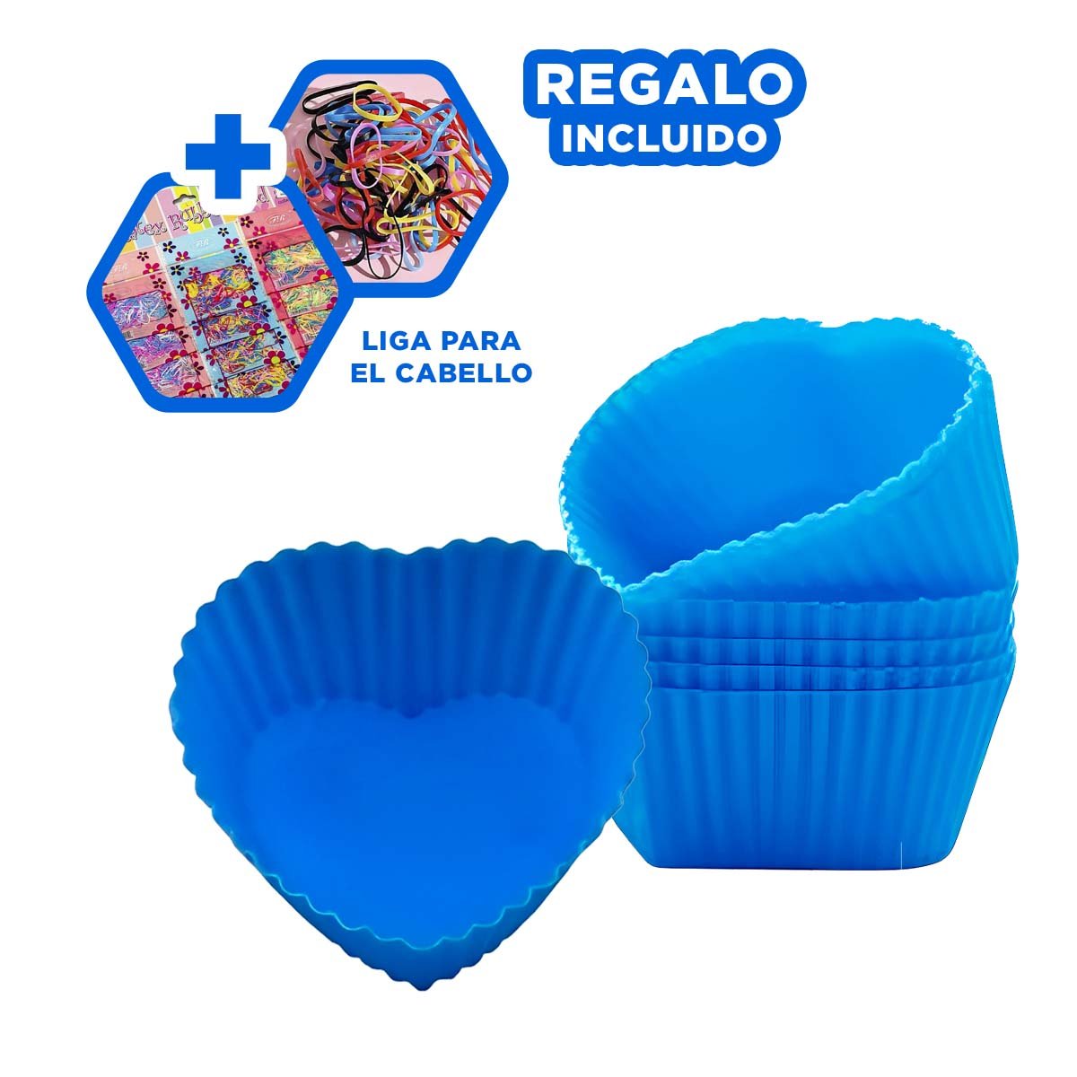 CUBETA DE SILICONA CORAZON 7X32CM AZUL PARA CUPCAKES Y REPOSTERIA CREATIVA YLIGAS REGALO - 2