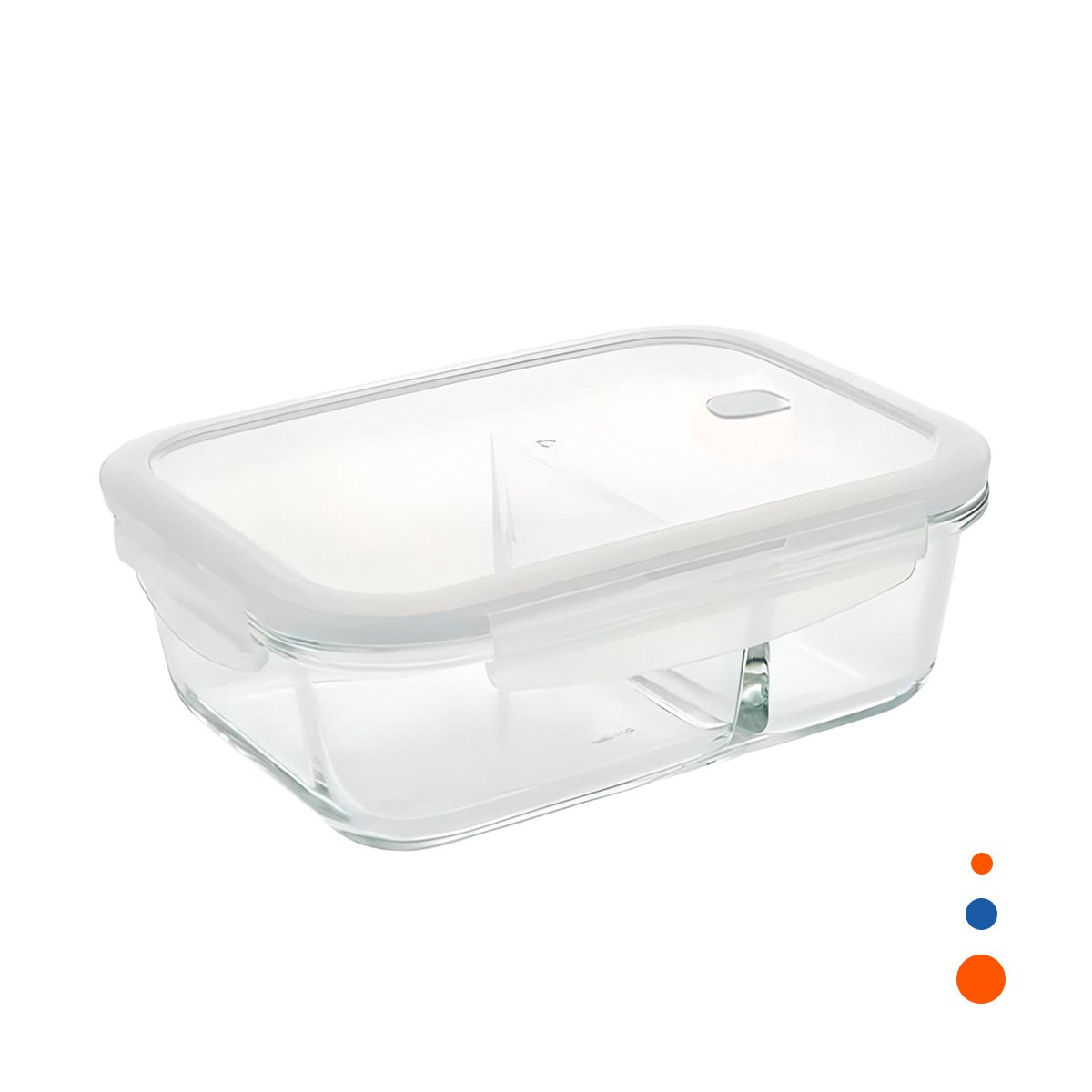 PACK4 RECIPIENTE VIDRIO 2 DIVISIONES 1040ML TRANSPARENTE LINEA BLANCA COMIDA YPAPEL REGALO - 3