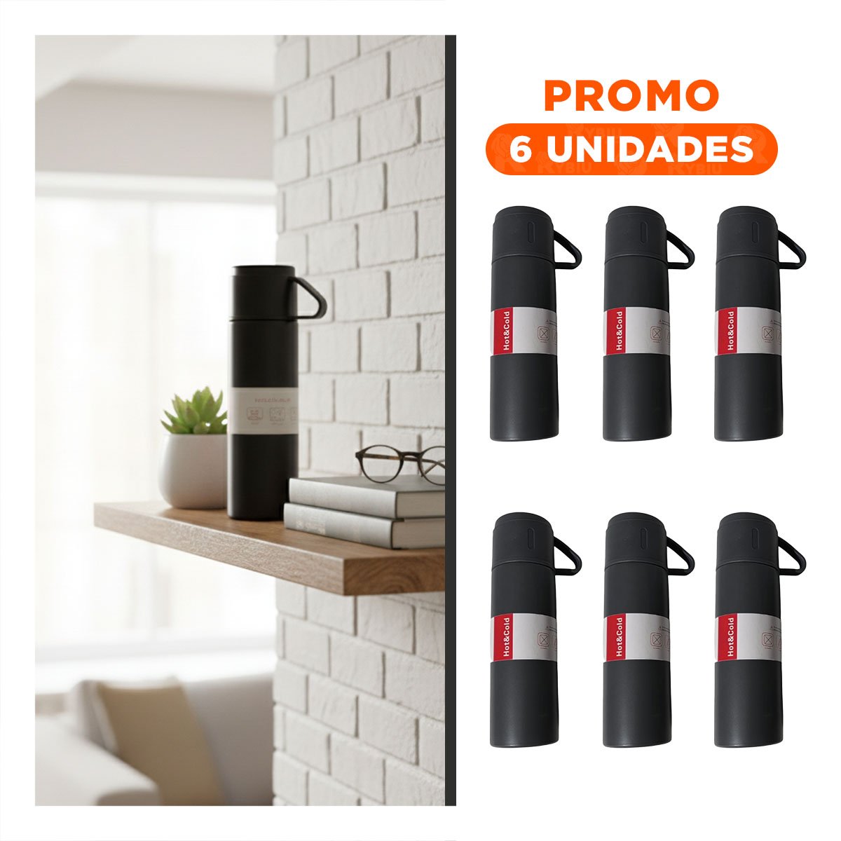 PACK6 CONTENEDOR PORTATIL CON 2 TASAS COLOR PLOMO OSCURO PRACTICO Y DIARIO YREGALO STICKER - 1