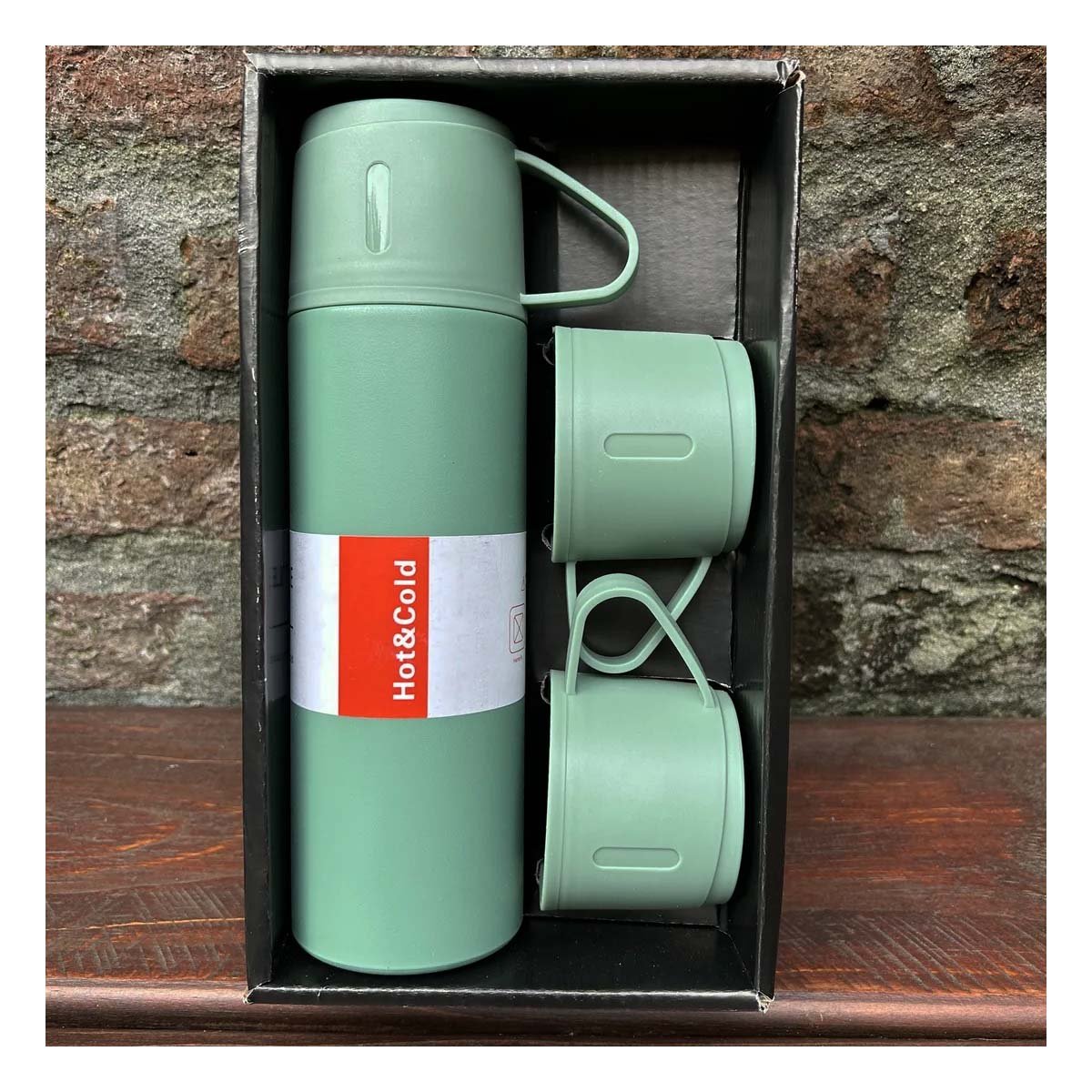 PACK4 CONTENEDOR TERMICO VERDE CON 2 TAZAS PARA HOGAR Y PASEO YREGALO STICKER - 5