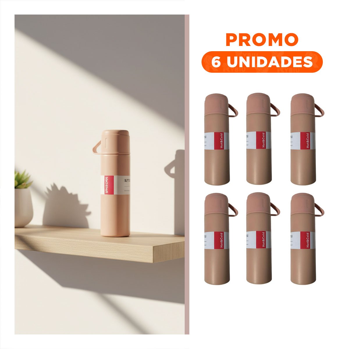 PACK6 RECIPIENTE TERMICO PORTATIL CON 2 TASAS ROSADO PRACTICO PARA OFICINA YREGALO STICKER - 1