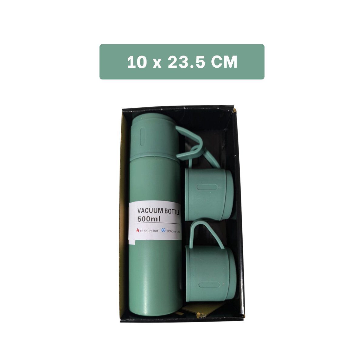 TERMO INDIVIDUAL CON 2 TAZAS VERDE PARA HOGAR Y VIAJE MODERNO - 4