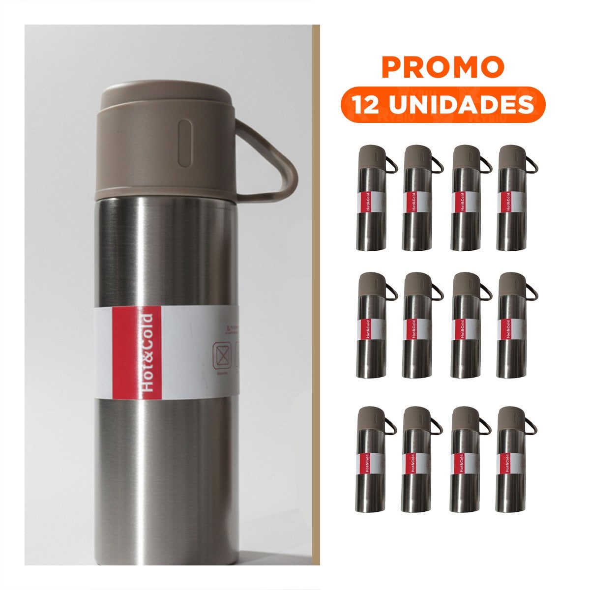 PACK12 ENVASE PORTATIL CON 2 TASAS MARRON - 1