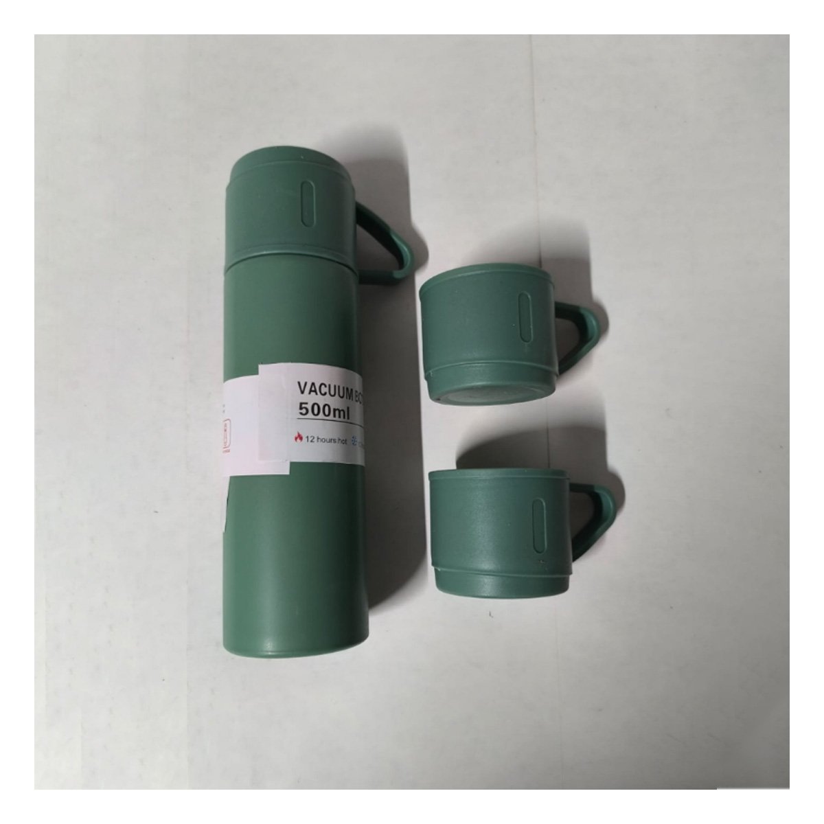 PACK4 BOTELLA TERMICA VERDE CON 2 TAZAS PARA USO DIARIO EN CASA - 3