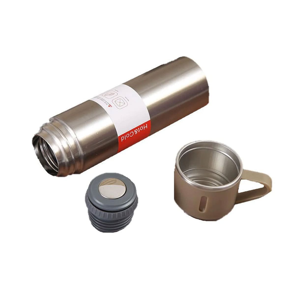 FRASCO INDIVIDUAL CON 2 TASAS MARRON PORTATIL YLIGAS REGALO - 5