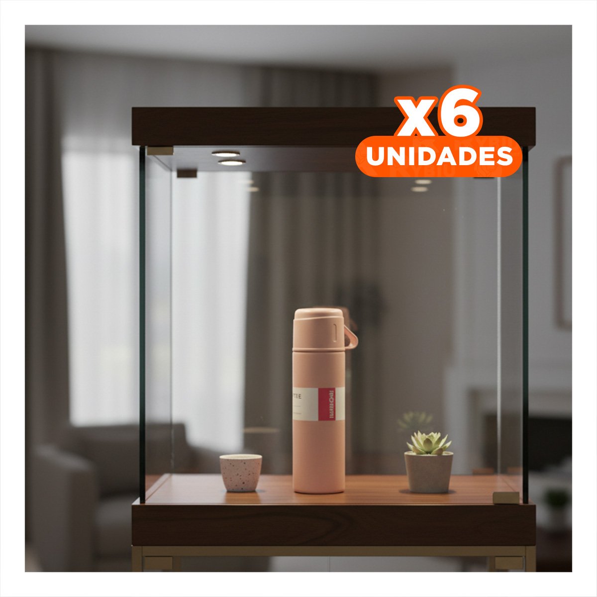PACK6 BOTELLA TERMICA PORTATIL CON 2 TASAS ROSADO MODERNO PARA CASA - 1