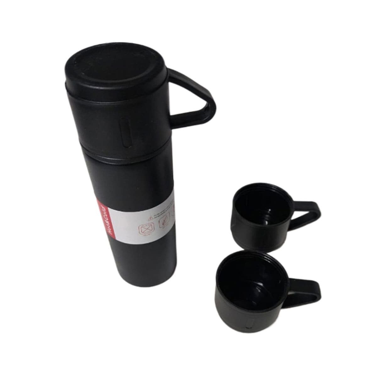 RECIPIENTE TERMICO INDIVIDUAL CON 2 TASAS NEGRO MODERNO PORTATIL PARA VIAJE YLIGAS REGALO - 5