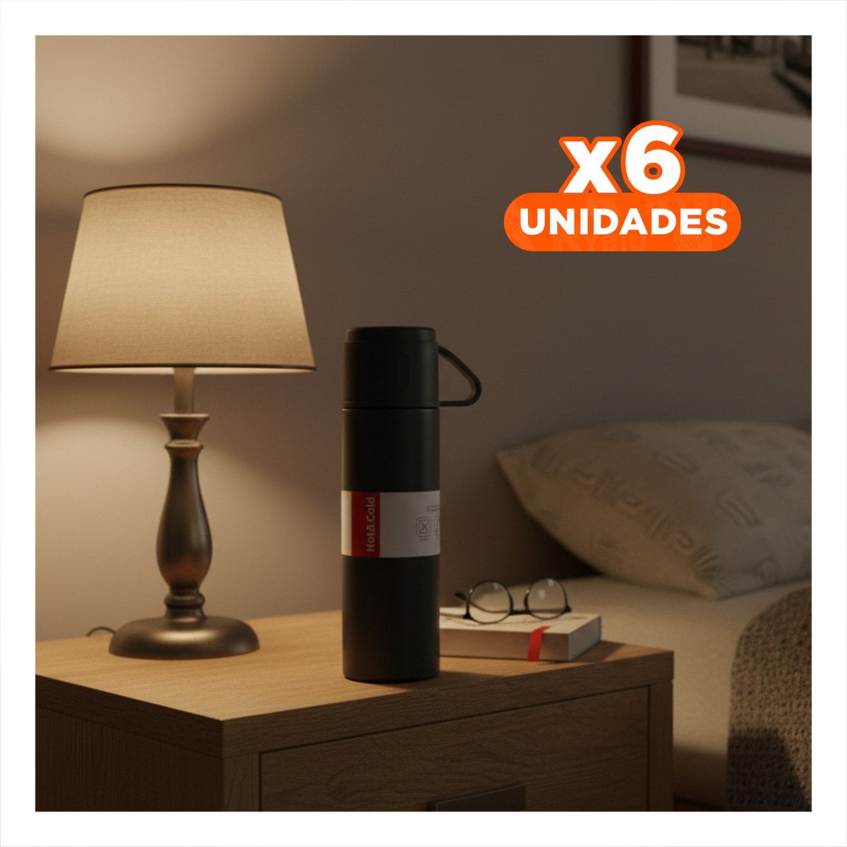 PACK6 VASO PORTATIL CON 2 TASAS COLOR PLOMO OSCURO PARA HOGAR YPAPEL REGALO - 1