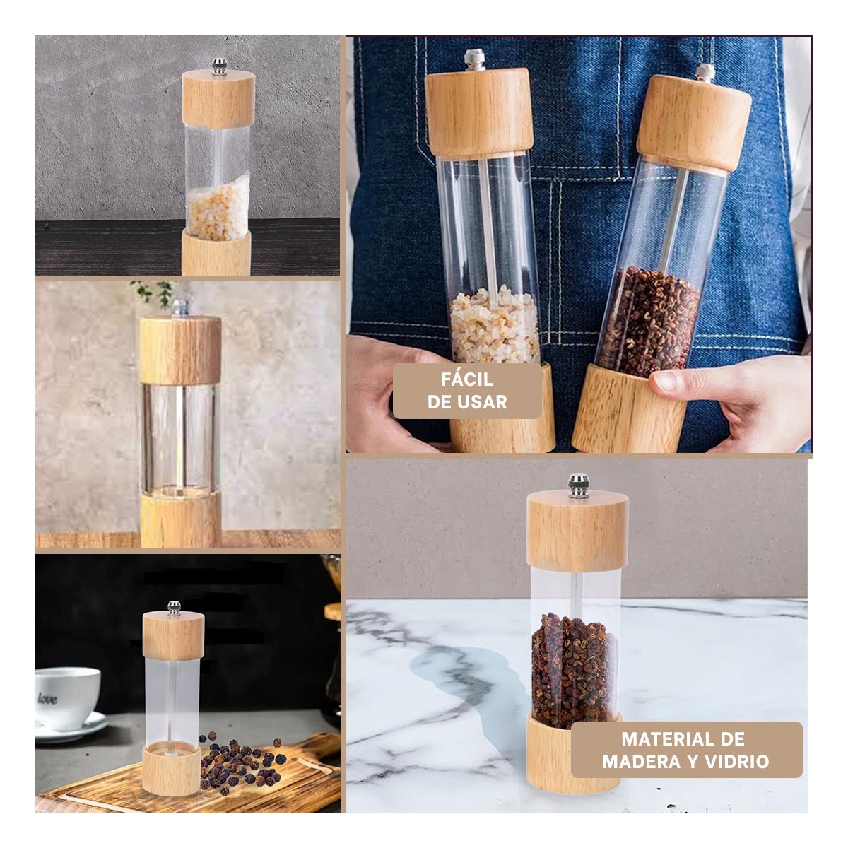 MOLEDOR MANUAL DE MADERA TRANSPARENTE PARA COCINA MODERNA EN HOGAR YPAPEL REGALO - 3