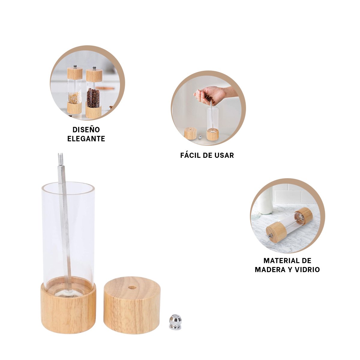 MOLEDOR MANUAL DE MADERA TRANSPARENTE PARA COCINA MODERNA EN HOGAR YPAPEL REGALO - 5