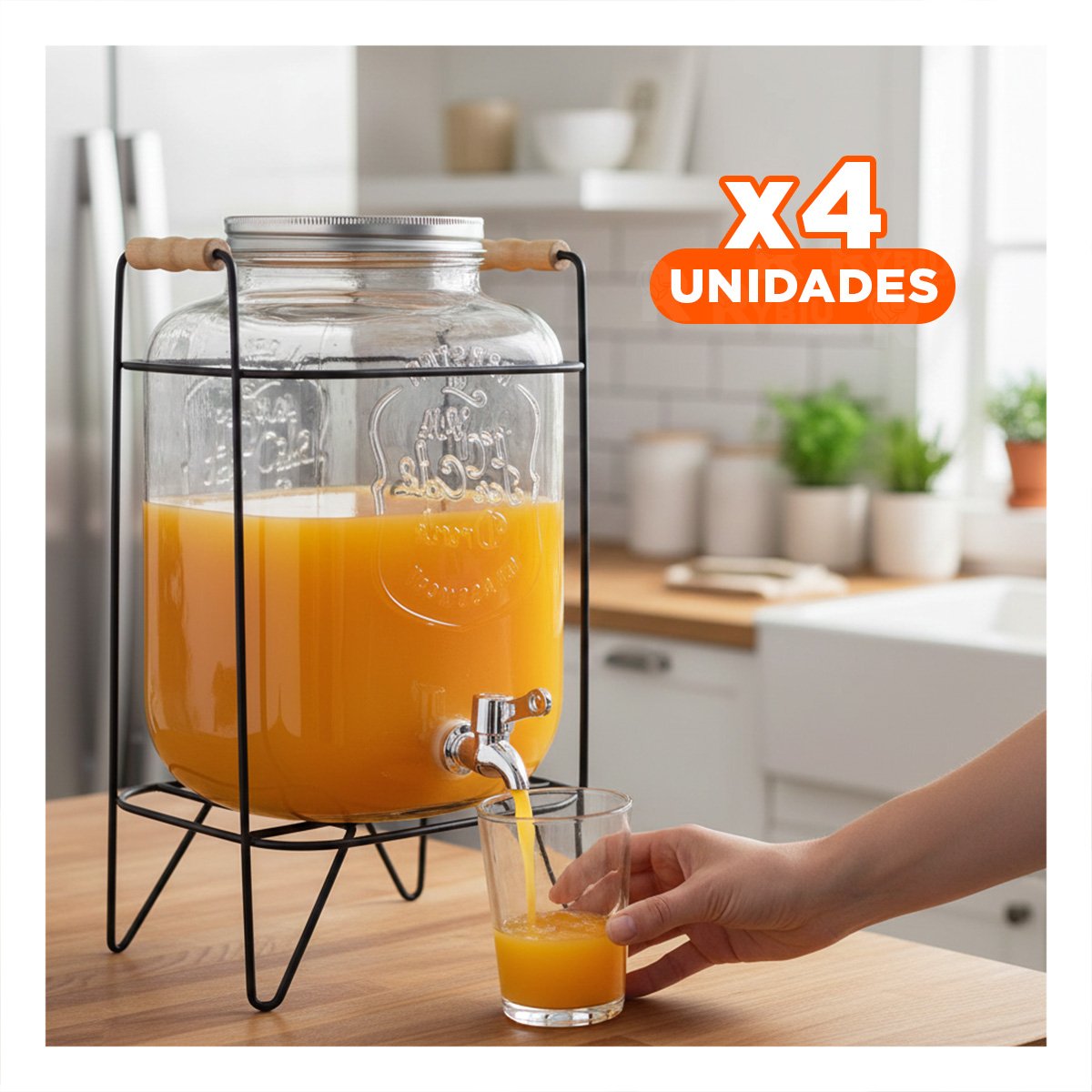 PACK4 CONTENEDOR TRANSPARENTE 5 L CON BASE METALICA NEGRA PARA COCINA YPAPEL REGALO - 1