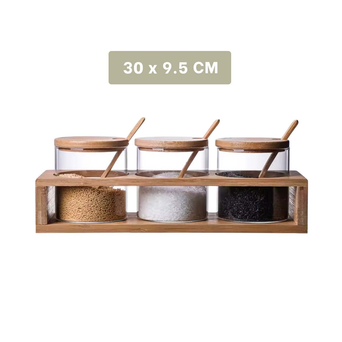 PACK6 SET DE COCINA CON FRASCOS DE VIDRIO Y ESTANTE PARA SAL O CONDIMENTOS YREGALO STICKER - 4