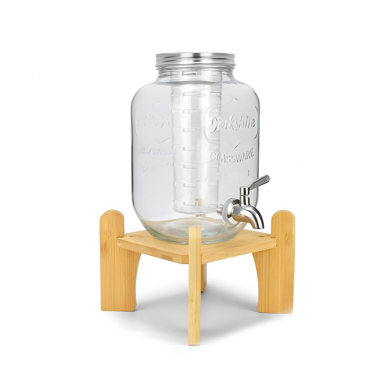 PACK6 ACCESORIO DE HOGAR PARA BEBIDA 4L CON BASE DE MADERA TRANSPARENTE YREGALO STICKER - 2