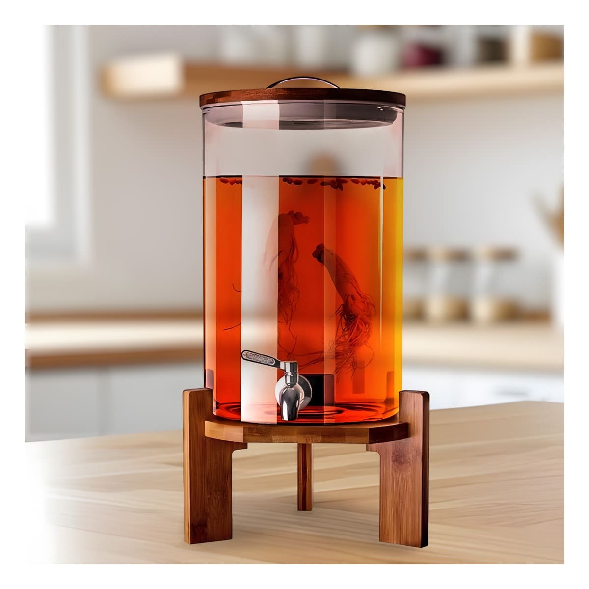 SISTEMA DE BEBIDA 10L CON BASE DE MADERA TRANSPARENTE PARA CASA YPOST IT - 1