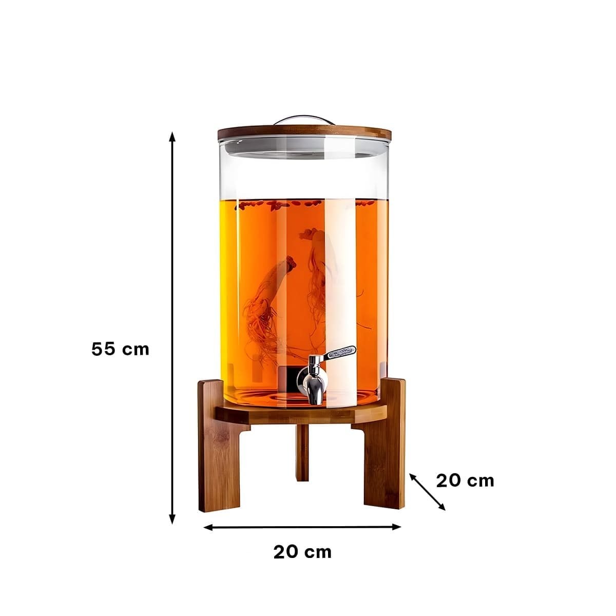 DISPENSADOR DE BEBIDA 10L CON BASE DE MADERA TRANSPARENTE PARA HOGAR - 4