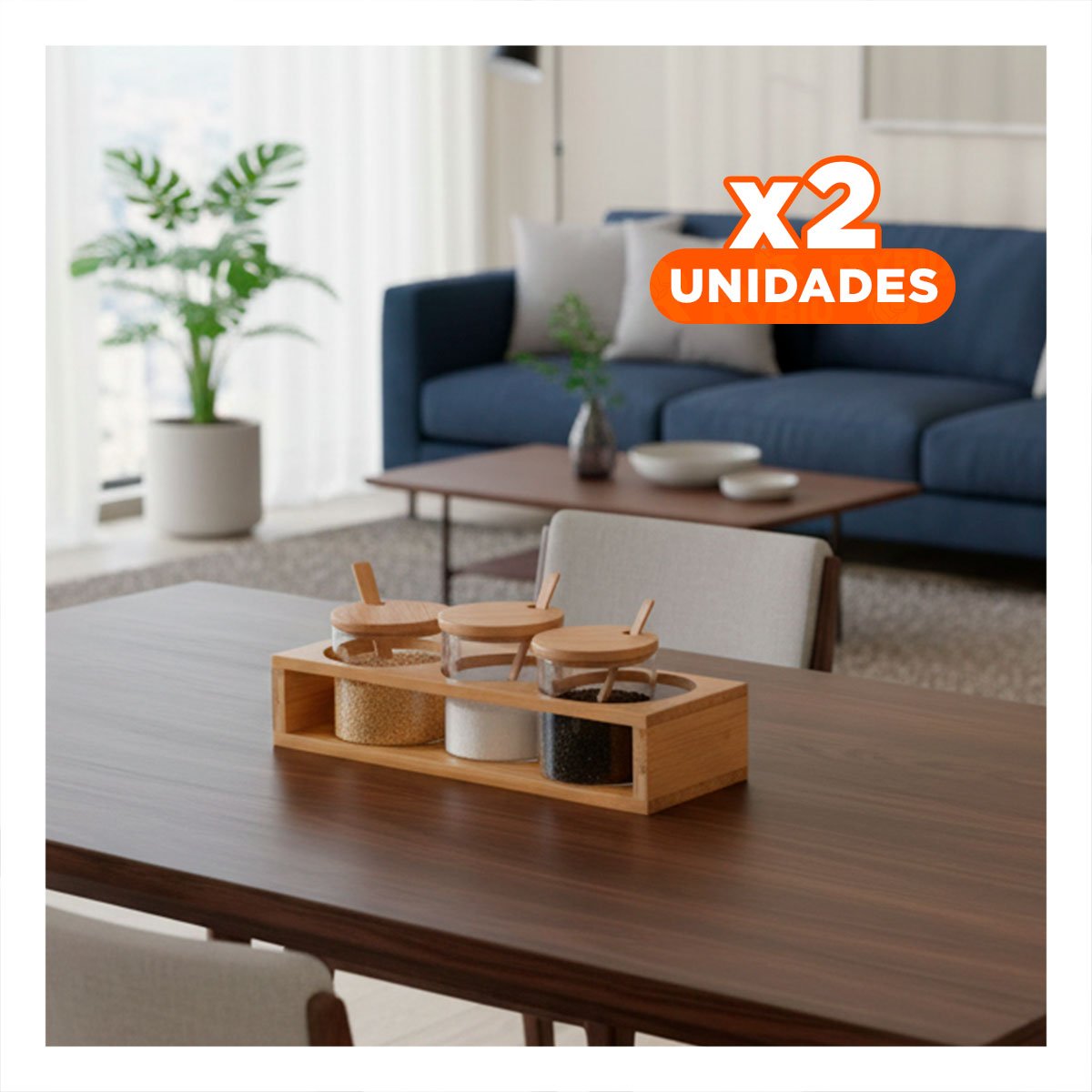 PACK2 SET ORGANIZADOR DE COCINA CON 3 FRASCOS Y CUCHARAS PARA MESA O ENCIMERA - 1