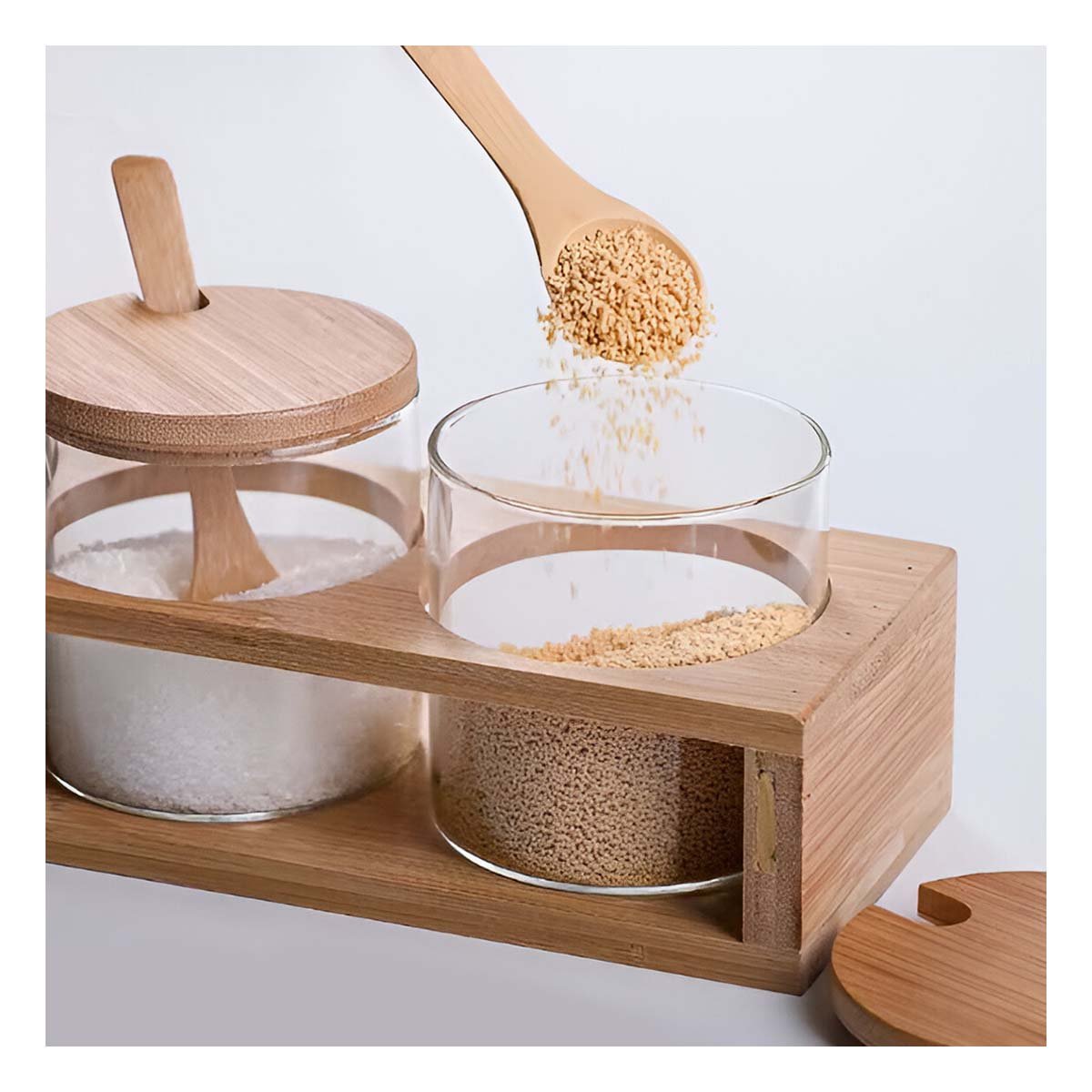PACK2 SET ORGANIZADOR DE COCINA CON 3 FRASCOS Y CUCHARAS PARA MESA O ENCIMERA - 2
