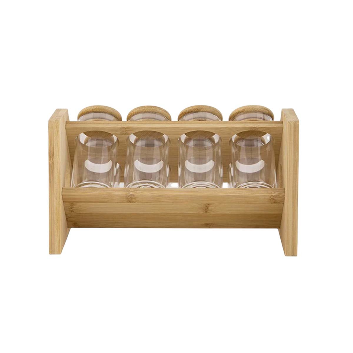 SET ESPECIERO RECTANGULAR CON 8 FRASCOS CIRCULARES EN MADERA PARA COCINA YLIGAS REGALO - 5