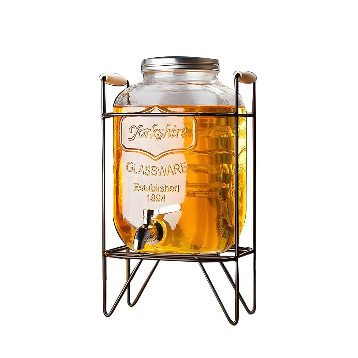 PACK2 DISPENSADOR TRANSPARENTE 5 L CON BASE METALICA NEGRA PARA EVENTOS YREGALO STICKER - 2