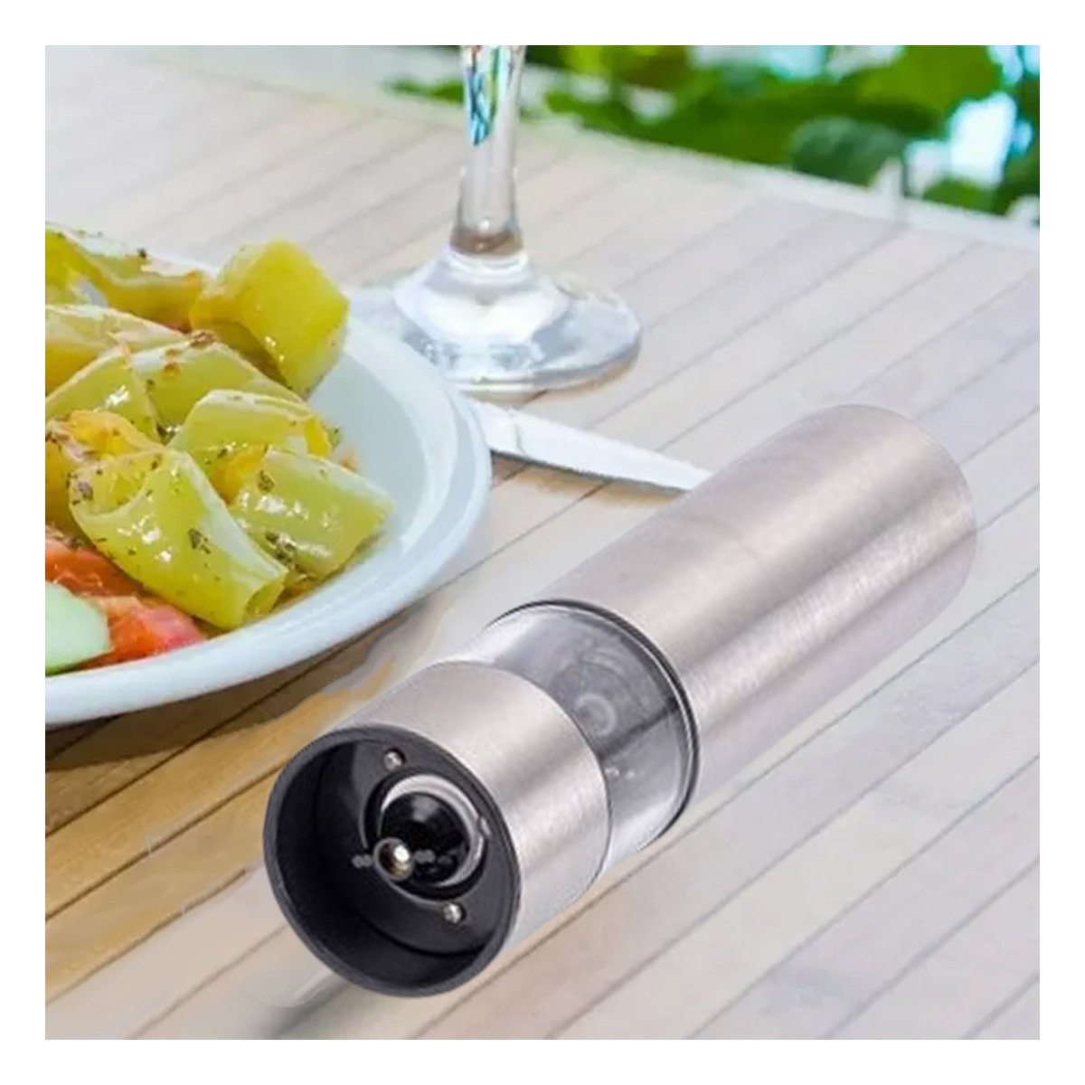 PACK4 ACCESORIO MANUAL PARA CONDIMENTOS PLATEADO TRANSPARENTE COCINA - 2