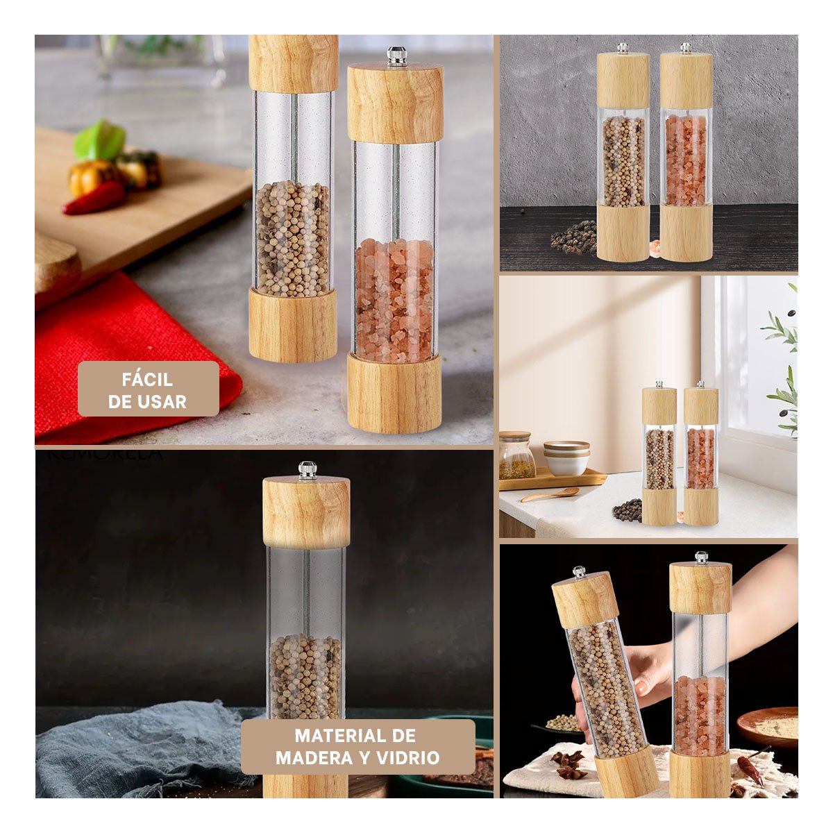 PICADOR MANUAL DE MADERA Y TRANSPARENTE PARA COCINA HOGAR ESTILO NATURAL YLIGAS REGALO - 1