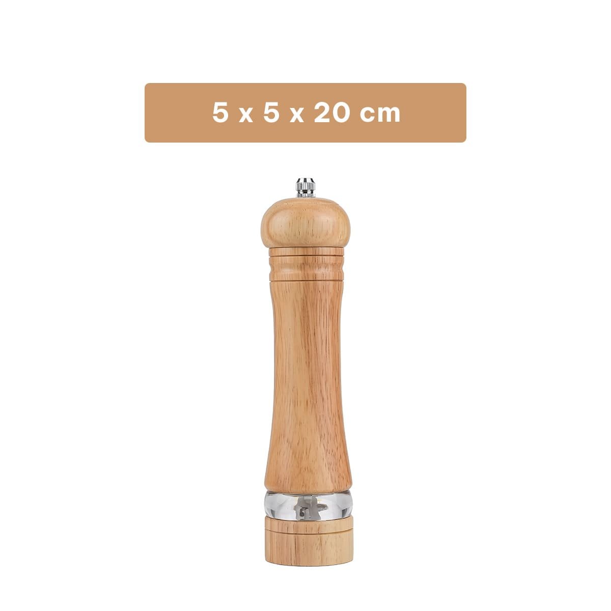 PACK2 MOLINILLO MANUAL 5X20 CM EN MADERA CON FRANJA METALICA DECORATIVA - 4