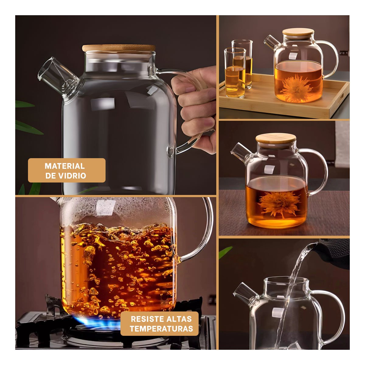 PACK4 ENVASE DE VIDRIO 1.5L CON TAPA DE MADERA Y FILTRO EN PICO FACIL YREGALO STICKER - 2