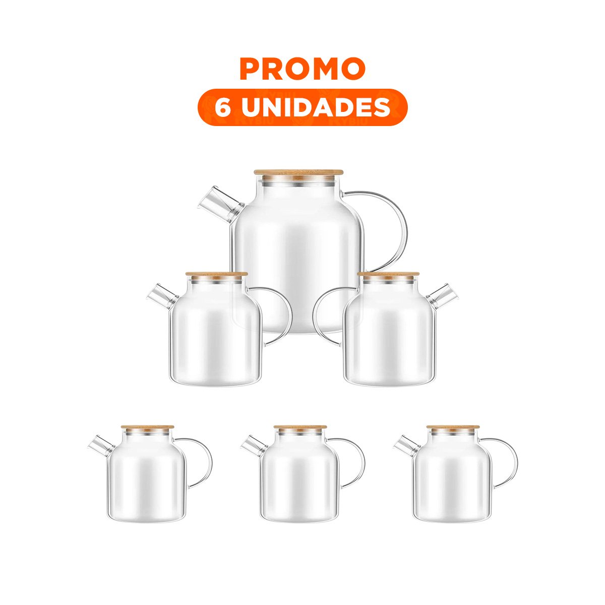PACK6 VASO GRANDE DE VIDRIO 1.8L CON TAPA DE MADERA Y FILTRO PARA BEBIDAS YREGALO STICKER - 1